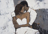 Embrace Couple Abstract Warm Intimate Portrait Painting