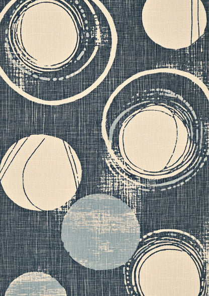 Abstract Circles Off-White Dark Blue Textured Background Geometric Painting