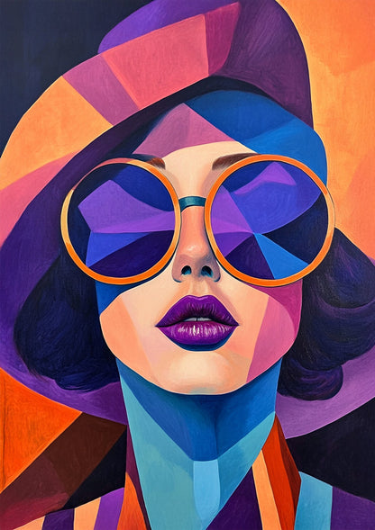 Colorful Geometric Face Sunglasses Hoodie Modern Pop Art Painting