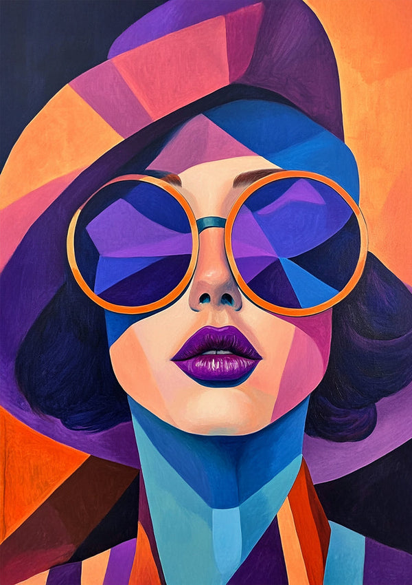 Colorful Geometric Face Sunglasses Hoodie Modern Pop Art Painting