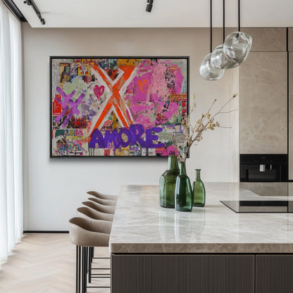 Love Hearts Pop Art Collage Colorful Painting