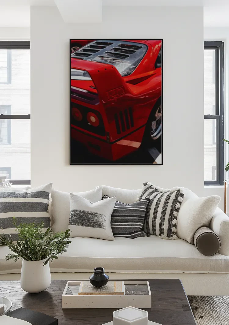 Ferrari F40 Rot Nahaufnahme Heck Lufteinlässe Ikonischer Supersportwagen Gemälde
