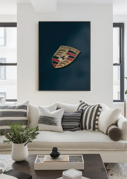 Porsche Logo Emblem Dunkelblauer Hintergrund Gemälde