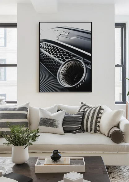 Lamborghini Huracan Evo Auspuff Nahaufnahme Metallic Schwarz-Weiß-Gemälde
