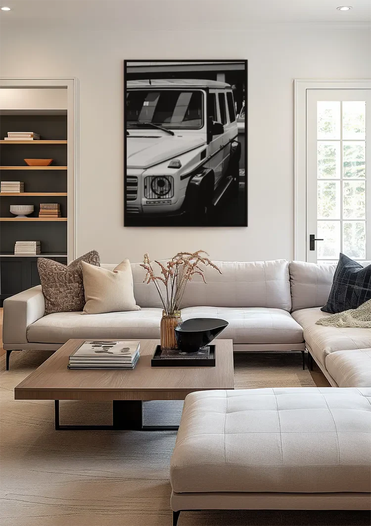 White Mercedes G Class Black and White Close Up Front Painting