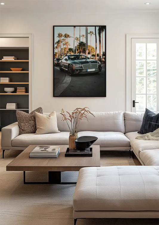 Grey convertible canvas painting on the wall in the hallway