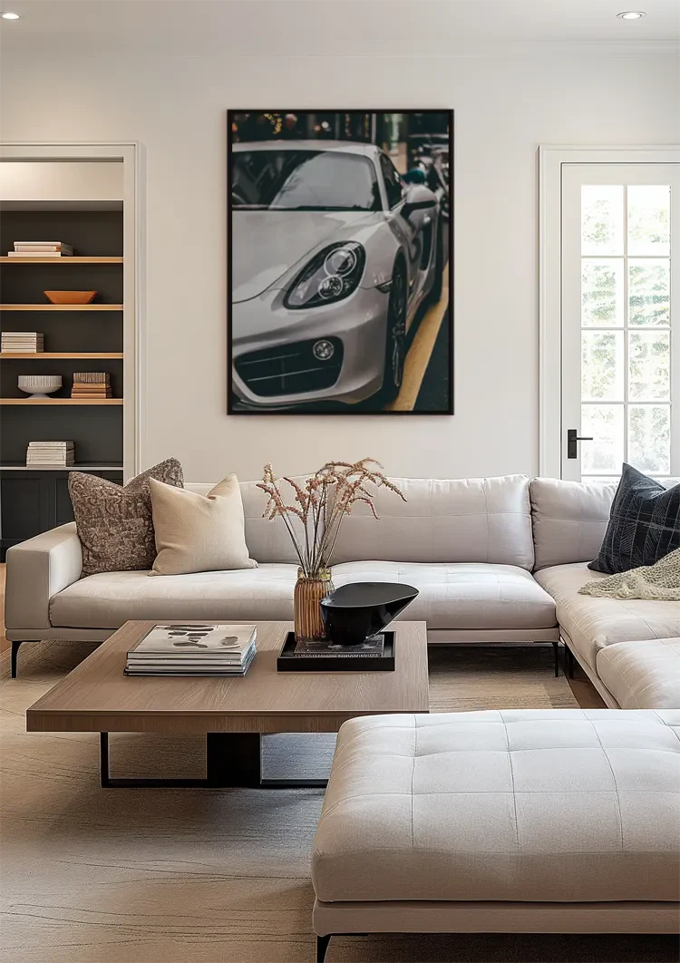 Nardo Grau Porsche 718 Stadtstraße Nahaufnahme Gemälde