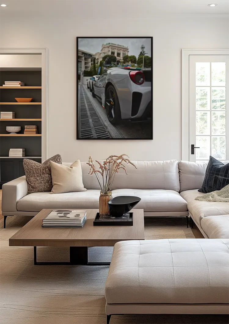 Ferrari 488 Pista Silver-grey Wet Street European Architecture Street Photography Painting