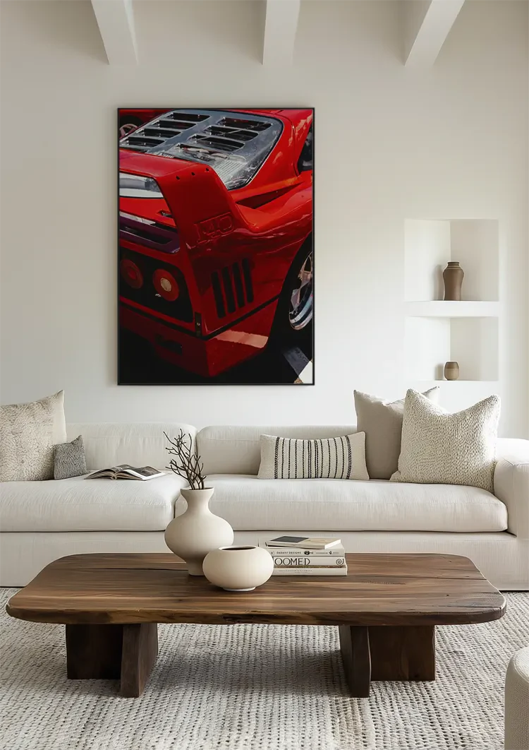 Ferrari F40 Rot Nahaufnahme Heck Lufteinlässe Ikonischer Supersportwagen Gemälde