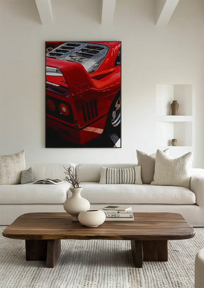 Ferrari F40 Rot Nahaufnahme Heck Lufteinlässe Ikonischer Supersportwagen Gemälde