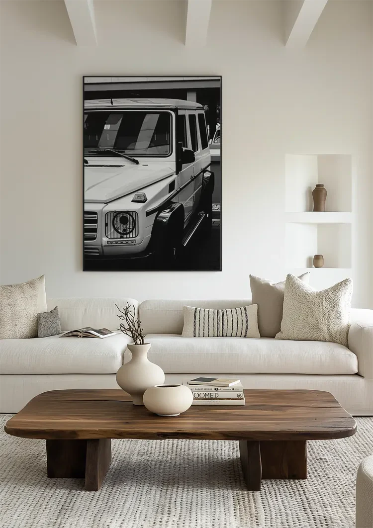 White Mercedes G Class Black and White Close Up Front Painting