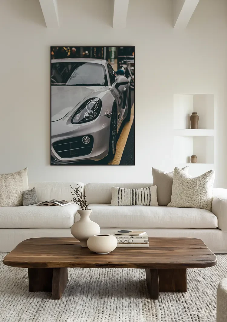 Nardo Grau Porsche 718 Stadtstraße Nahaufnahme Gemälde
