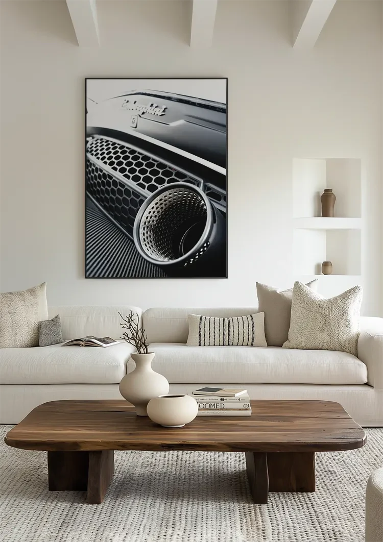 Lamborghini Huracan Evo Auspuff Nahaufnahme Metallic Schwarz-Weiß-Gemälde