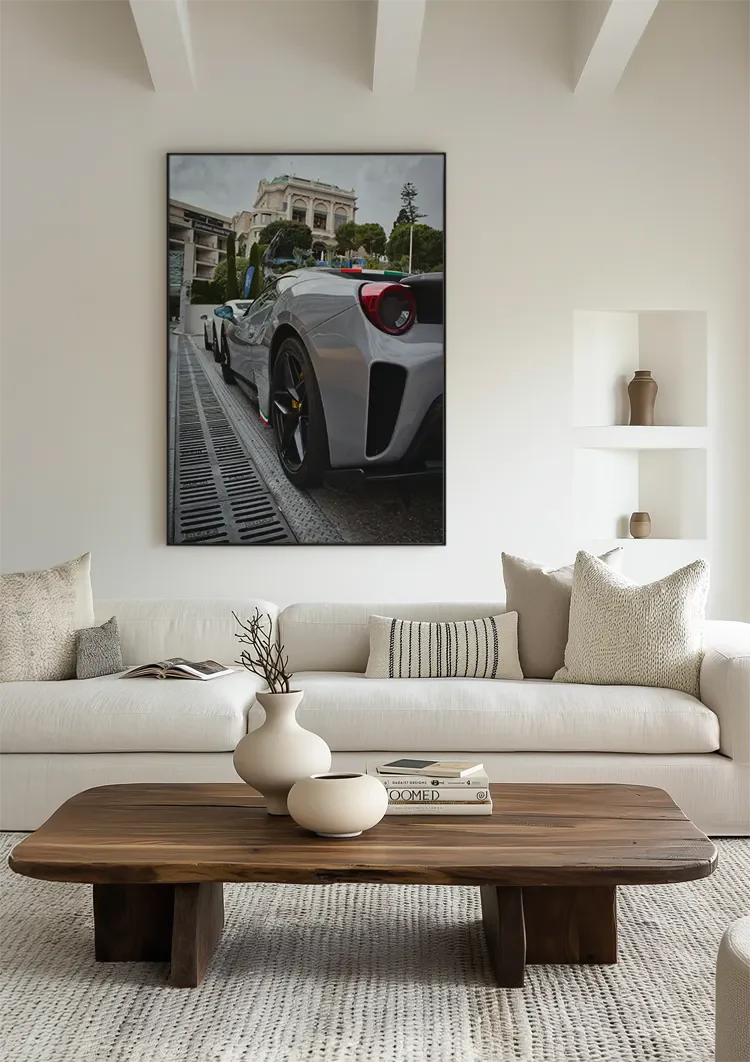Ferrari 488 Pista Silver-grey Wet Street European Architecture Street Photography Painting