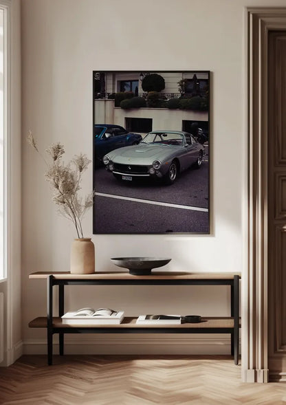 Klassisches silbernes Ferrari Straßen-Vintage-Auto-Gemälde