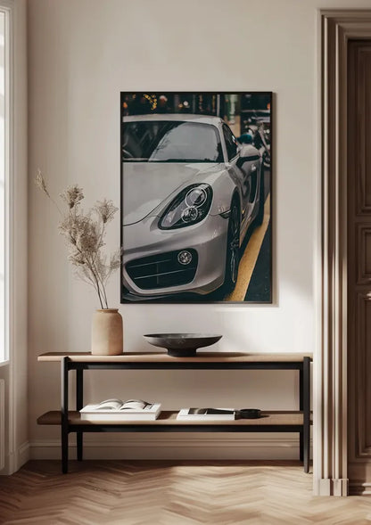Nardo Grau Porsche 718 Stadtstraße Nahaufnahme Gemälde