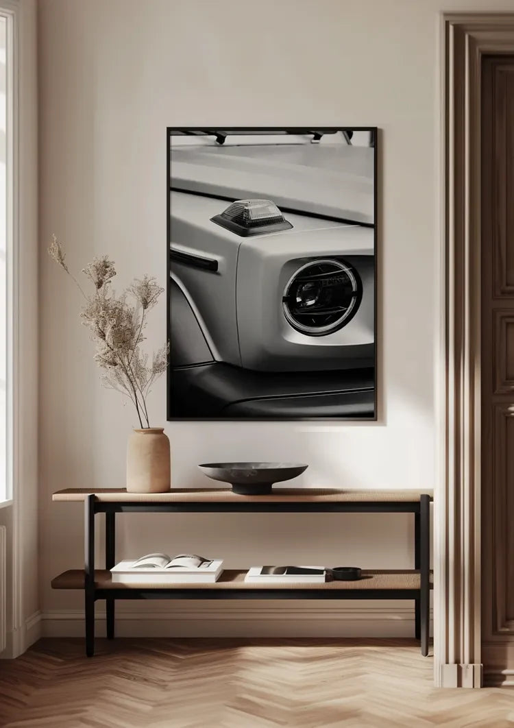 Mercedes G Klasse AMG Koplamp Close Up Zwart Wit Schilderij