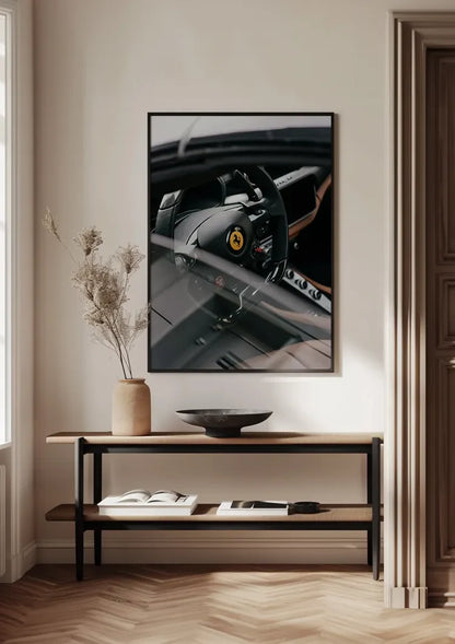 Ferrari Cockpit Interieur Lenkrad Leder Sportwagen Gemälde