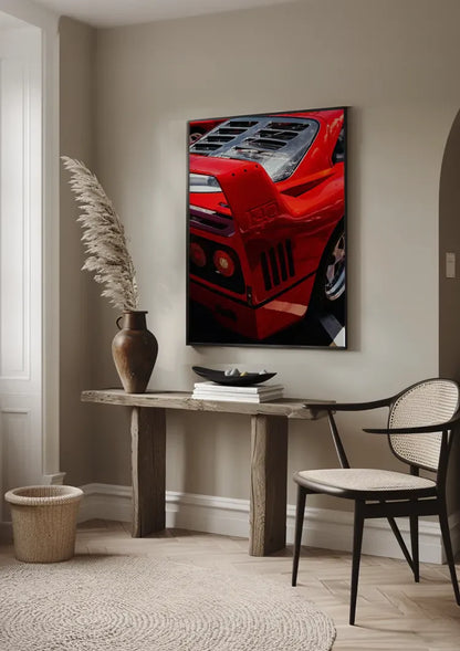 Ferrari F40 Rot Nahaufnahme Heck Lufteinlässe Ikonischer Supersportwagen Gemälde