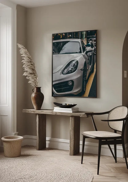 Nardo Grau Porsche 718 Stadtstraße Nahaufnahme Gemälde