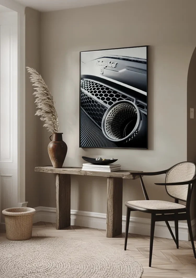 Lamborghini Huracan Evo Auspuff Nahaufnahme Metallic Schwarz-Weiß-Gemälde