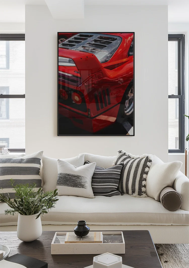 Ferrari F40 Rot Nahaufnahme Heck Lufteinlässe Ikonischer Supersportwagen Gemälde