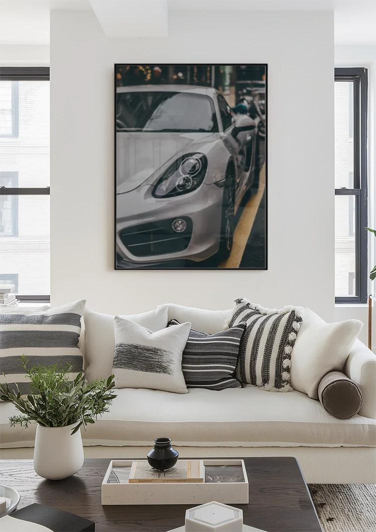 Nardo Grau Porsche 718 Stadtstraße Nahaufnahme Gemälde