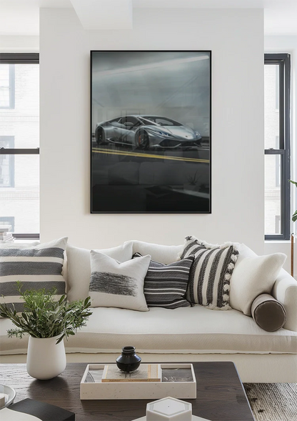 Silver Lamborghini Huracan Tunnel Dynamic Speed Painting