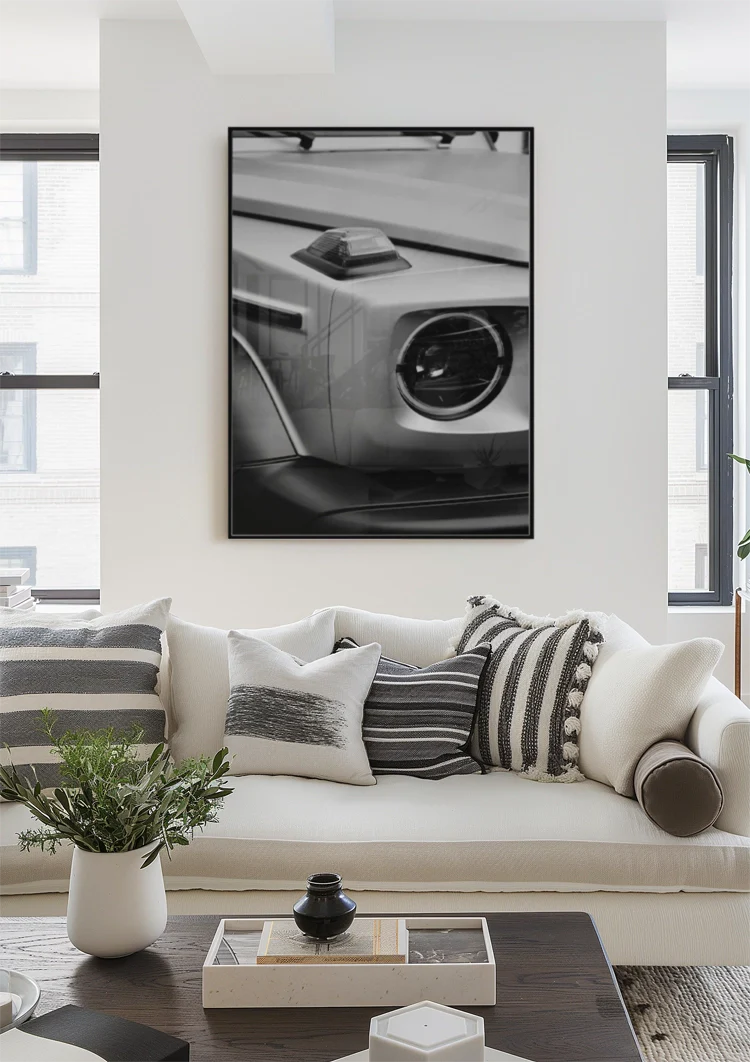 Mercedes G Klasse AMG Koplamp Close Up Zwart Wit Schilderij