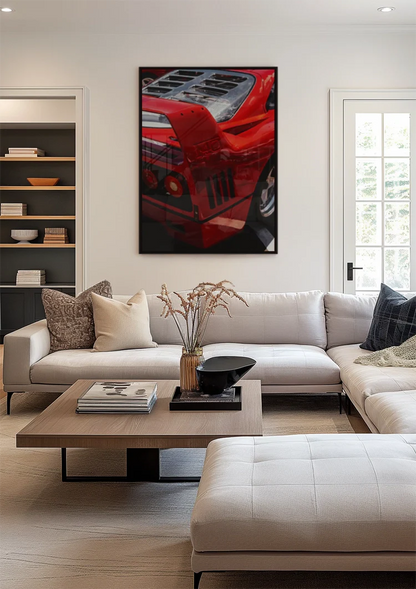 Ferrari F40 Rot Nahaufnahme Heck Lufteinlässe Ikonischer Supersportwagen Gemälde