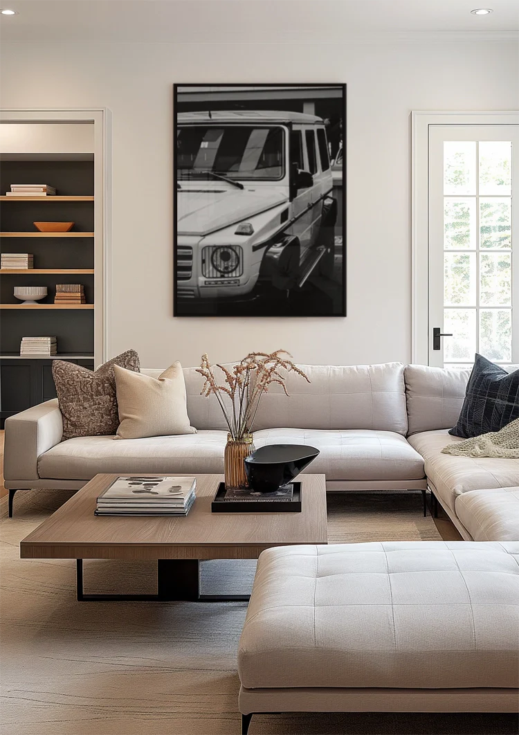 White Mercedes G Class Black and White Close Up Front Painting
