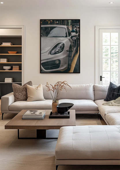 Nardo Grau Porsche 718 Stadtstraße Nahaufnahme Gemälde