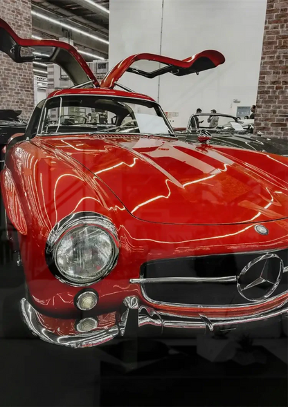 Red Mercedes 300SL Gullwing Doors Open Classic Car Painting