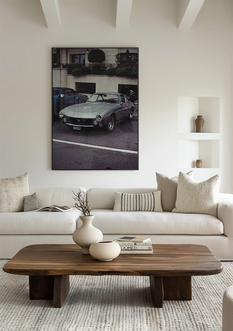 Klassisches silbernes Ferrari Straßen-Vintage-Auto-Gemälde