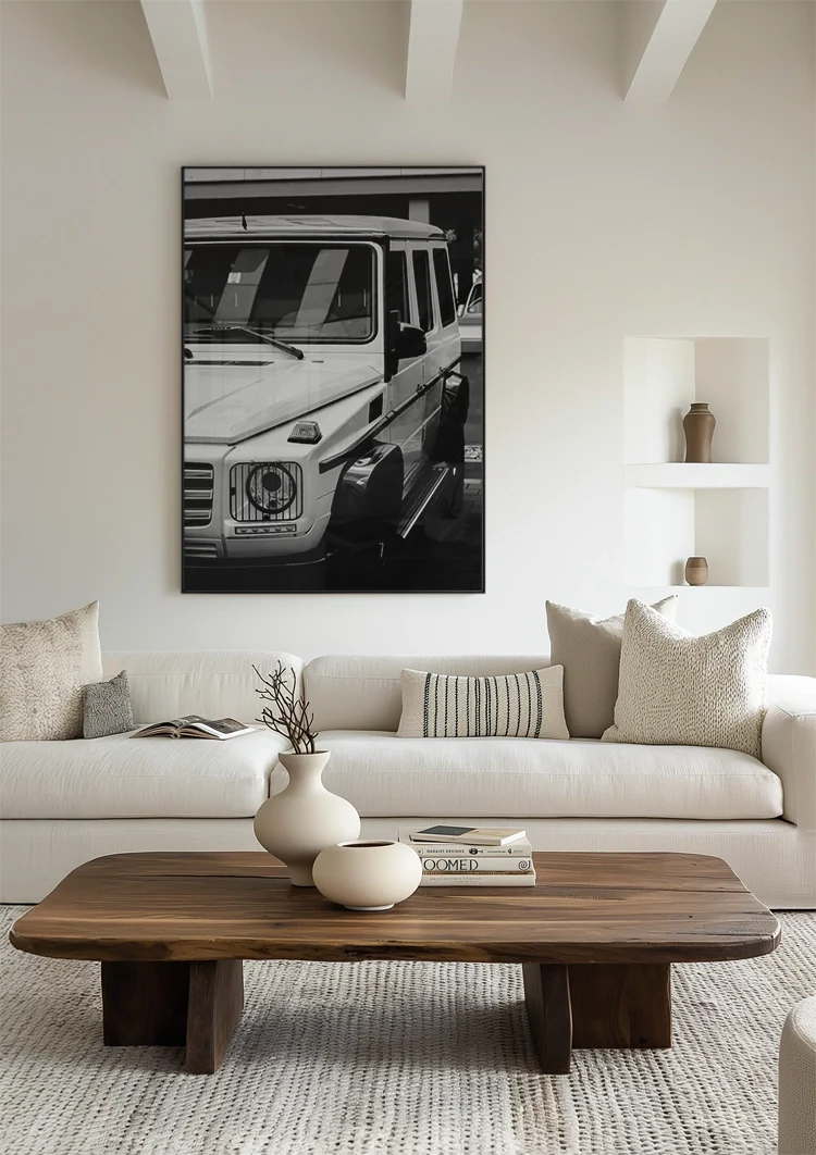 White Mercedes G Class Black and White Close Up Front Painting