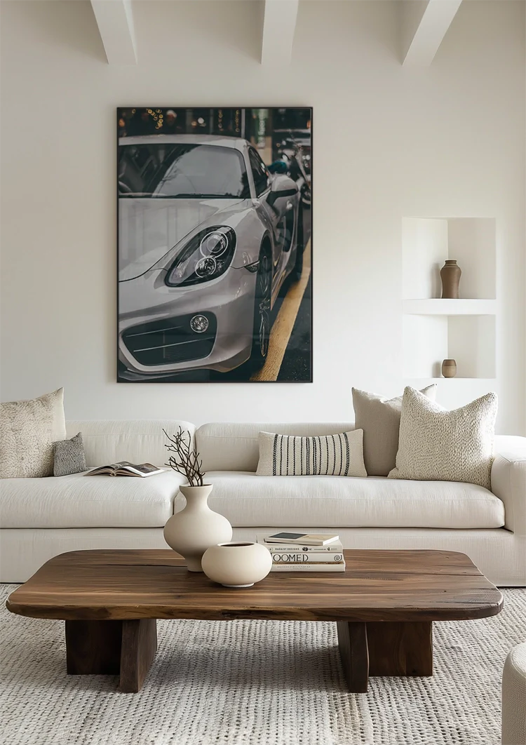 Nardo Grau Porsche 718 Stadtstraße Nahaufnahme Gemälde