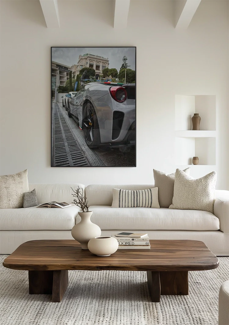 Ferrari 488 Pista Silver-grey Wet Street European Architecture Street Photography Painting