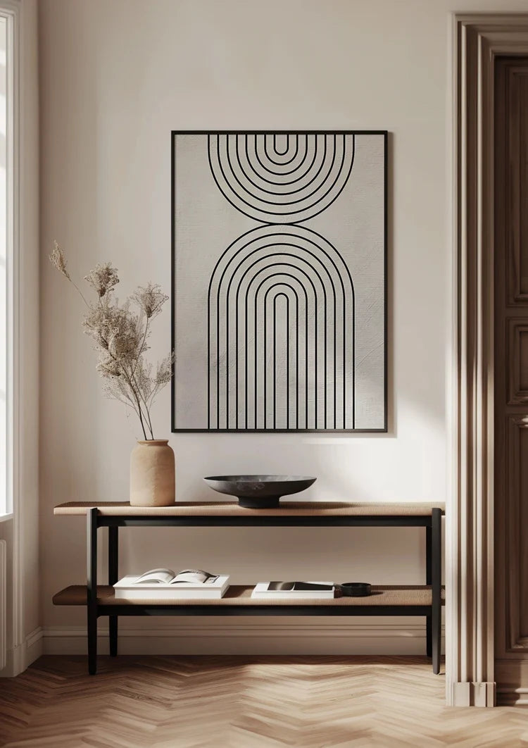 Minimalist Black Arches Geometric Cream Modern Painting