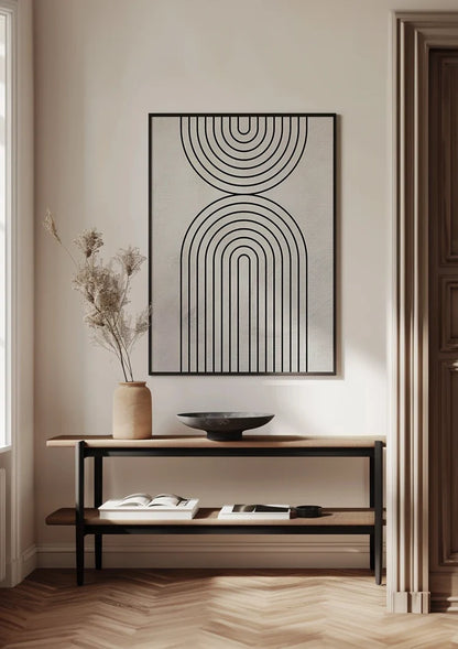 Minimalist Black Arches Geometric Cream Modern Painting