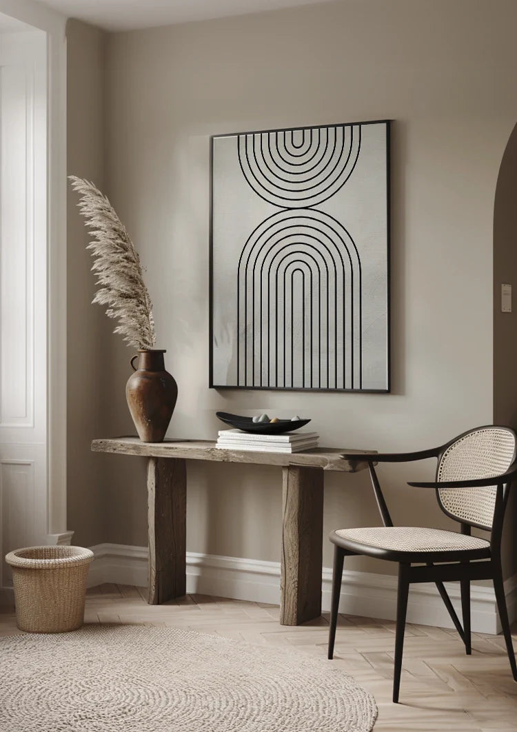 Minimalist Black Arches Geometric Cream Modern Painting