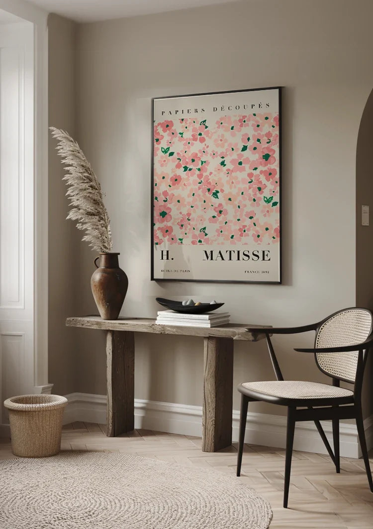 Matisse Papiers Découpés Rosa Blumen Grüne Blätter Gemälde