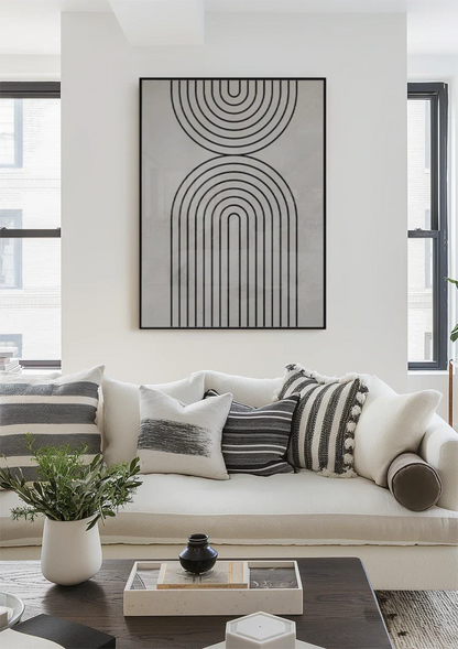 Minimalist Black Arches Geometric Cream Modern Painting