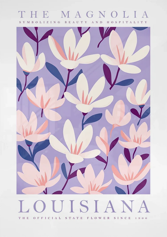 Magnolia bloemen canvas schilderij aan de muur boven het bed in de slaapkamer