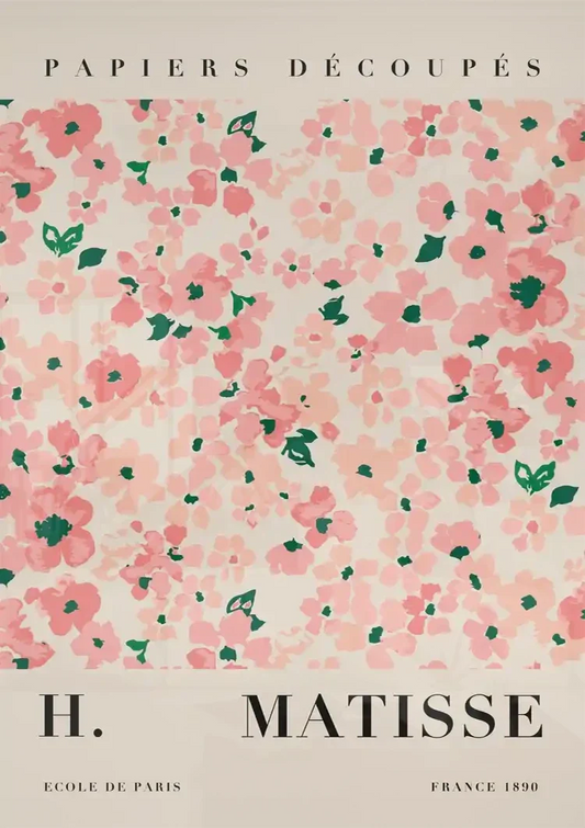 Roze bloemenpatroon canvas schilderij aan de muur boven het bed in de slaapkamer