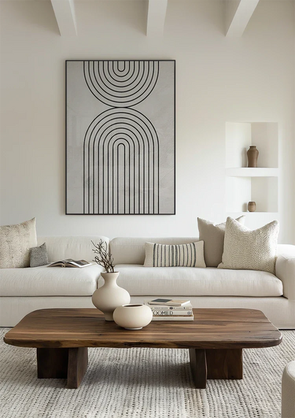 Minimalist Black Arches Geometric Cream Modern Painting