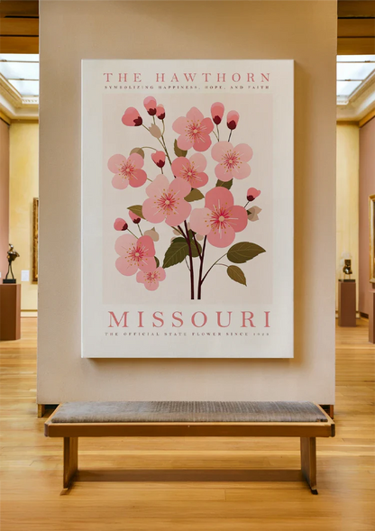 Roze Meidoorn Bloesem Missouri Botanische Poster Schilderij