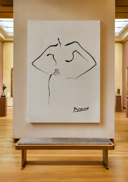Abstracte Vrouw Figuur Minimalistische Lijntekening Picasso Stijl Schilderij