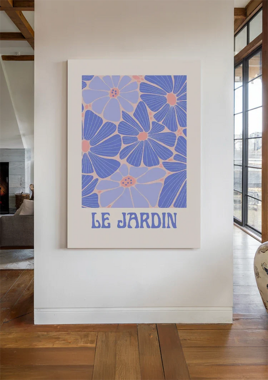 Le jardin bloemen canvas schilderij aan de muur in de hal