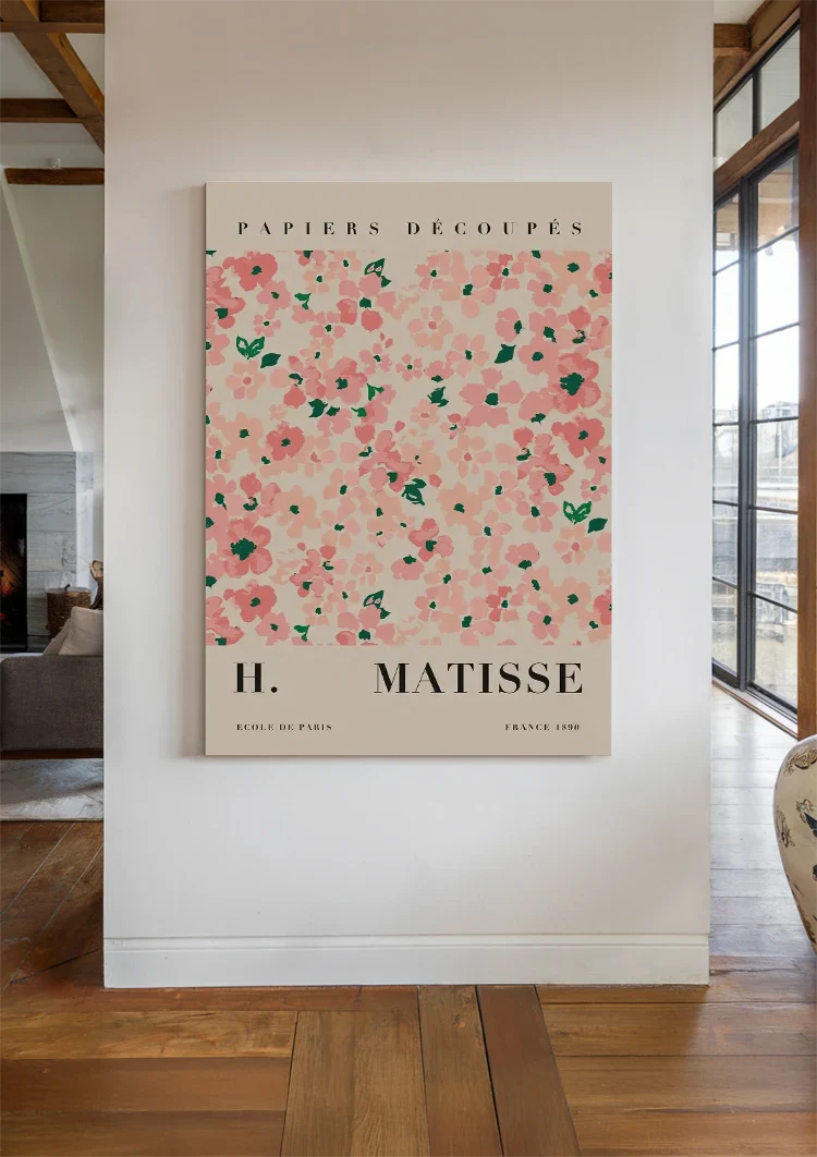 Matisse Papiers Découpés Rosa Blumen Grüne Blätter Gemälde