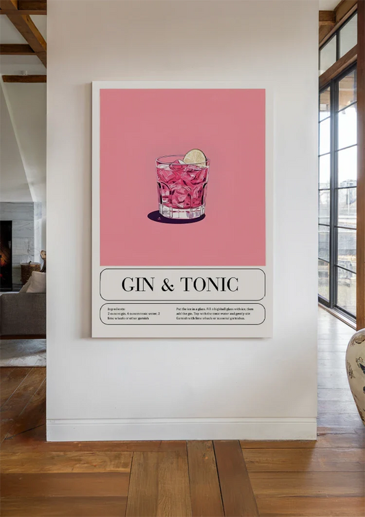 Ilustracja koktajlu gin tonic obraz na płótnie na ścianie w przedpokoju.